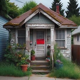 Everett home with a red code enforcement notice on the front door