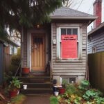 Everett home with a city violation notice posted on the front door and visible property damage