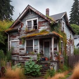 A run-down Tacoma WA house with visible exterior issues and overgrown yard