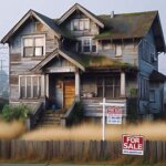 Older craftsman-style home in Everett’s Delta neighborhood with a For Sale sign and overgrown yard
