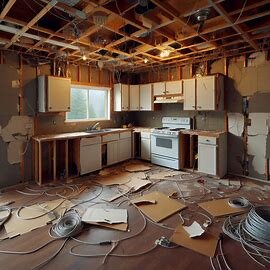Everett home with incomplete drywall, exposed wiring, and half-installed tile from a failed DIY remodel