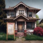 Everett home with a city lien notice posted on the front door, overgrown yard, and visible disrepair