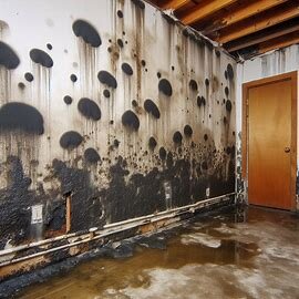 Everett home interior with visible black mold on walls and ceiling due to moisture damage