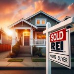 Everett Washington home with bright sunrise and REI Branded Home Buyer sign out front