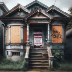 Foreclosed home in Tacoma WA with bank notice on the front door