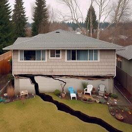 Everett home with a visible foundation crack along the side of the house