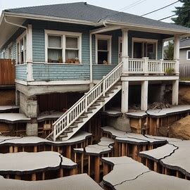 Everett home with visible exterior foundation cracks and leaning front steps indicating structural issues