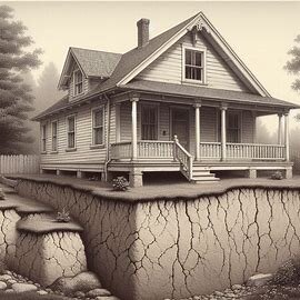 Everett house with visible foundation cracks and settling front porch