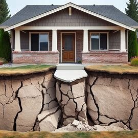 Everett home with visible cracks in the foundation and uneven concrete around the base