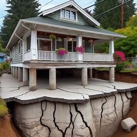 Tacoma WA home with visible foundation cracks and sinking front steps