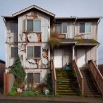 Townhouse in Tacoma WA with faded paint and neglected HOA-required maintenance