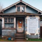 Everett home with a red tag notice on the door and city documents taped to the window
