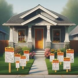 Washington house with past-due tax notices and legal paperwork taped to the door