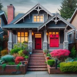 Washington home with a red legal notice taped to the front door