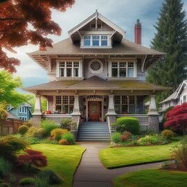 Tacoma inherited house with classic architecture and overgrown yard