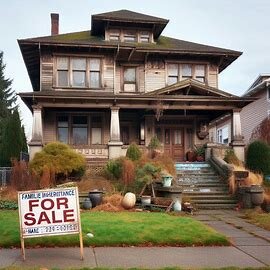 Everett house with a "For Sale" sign and an overgrown front lawn