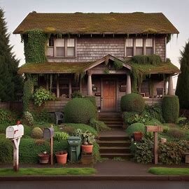Older Everett home with overgrown hedges and a mailbox full of mail, indicating it has been vacant for a while