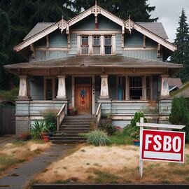 Older Everett home with a “For Sale By Owner” sign in the front yard