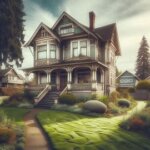 Everett home with older architecture, surrounded by trees, looking quiet and empty