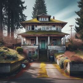 Inherited home in Hilltop Tacoma WA with aged siding and a neglected front porch