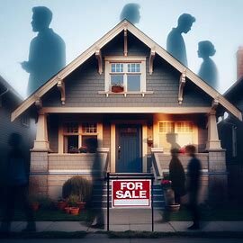 Everett home with a “For Sale” sign and multiple family members’ silhouettes in the background