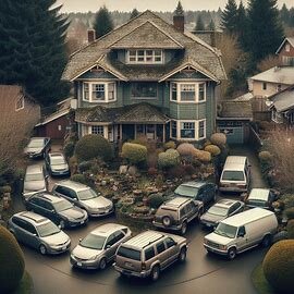 Everett home with an older exterior and multiple cars parked out front, symbolizing multiple heirs