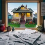 Everett home with past-due mortgage bills stacked on a wooden table