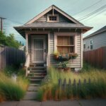 Weathered house in Lincoln District Tacoma WA with cracked siding and boarded windows