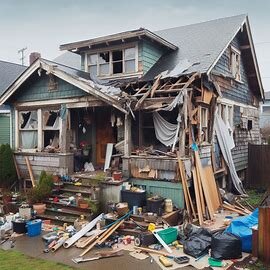Everett WA house with exposed framing and half-demolished siding