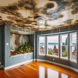 Tacoma WA home with visible mold on interior drywall and signs of water damage