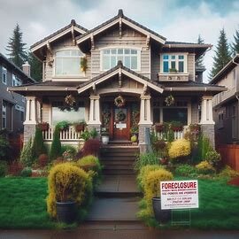 Tacoma house with foreclosure notice on front door