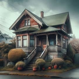 Older North End Tacoma WA house with wood siding and visible exterior wear