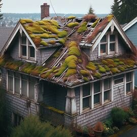 Tacoma WA house with aged shingles and visible roof wear