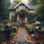 Empty Washington home with a mailbox full of mail, seen from a distance