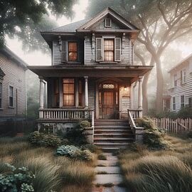 Older home in Pinehurst–Beverly Park, Everett WA with tall grass and boarded windows