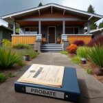 Older Everett home with legal documents and a probate file folder placed on the porch