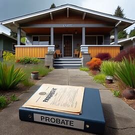 Older Everett home with legal documents and a probate file folder placed on the porch
