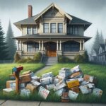 A quiet Everett home with an overgrown lawn and mailbox full of notices, representing an inherited property in probate