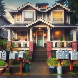 Tacoma rental property with multiple mailboxes and worn siding