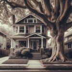 Everett WA home in Riverside neighborhood with cracked sidewalk and overgrown trees