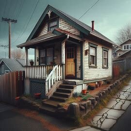 Single-story house in South End Tacoma WA with cracked driveway and overgrown shrubs