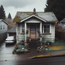 Worn-down home in South Tacoma with boarded windows and cracked driveway