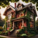 A historic home in Stadium District Tacoma WA with aged brick and ivy on the facade