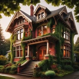 A historic home in Stadium District Tacoma WA with aged brick and ivy on the facade