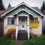 Tacoma WA house with foreclosure warning taped to the front door
