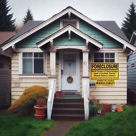Tacoma WA house with foreclosure warning taped to the front door