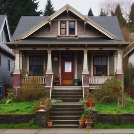 Tacoma home with overgrown yard and public notice on the door
