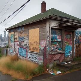 Vacant Tacoma home with broken window and signs of forced entry