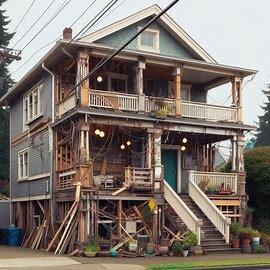 Tacoma house with partially completed renovation and visible exterior damage