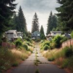 Empty lot in Tacoma with tall grass and for-sale sign on the fence